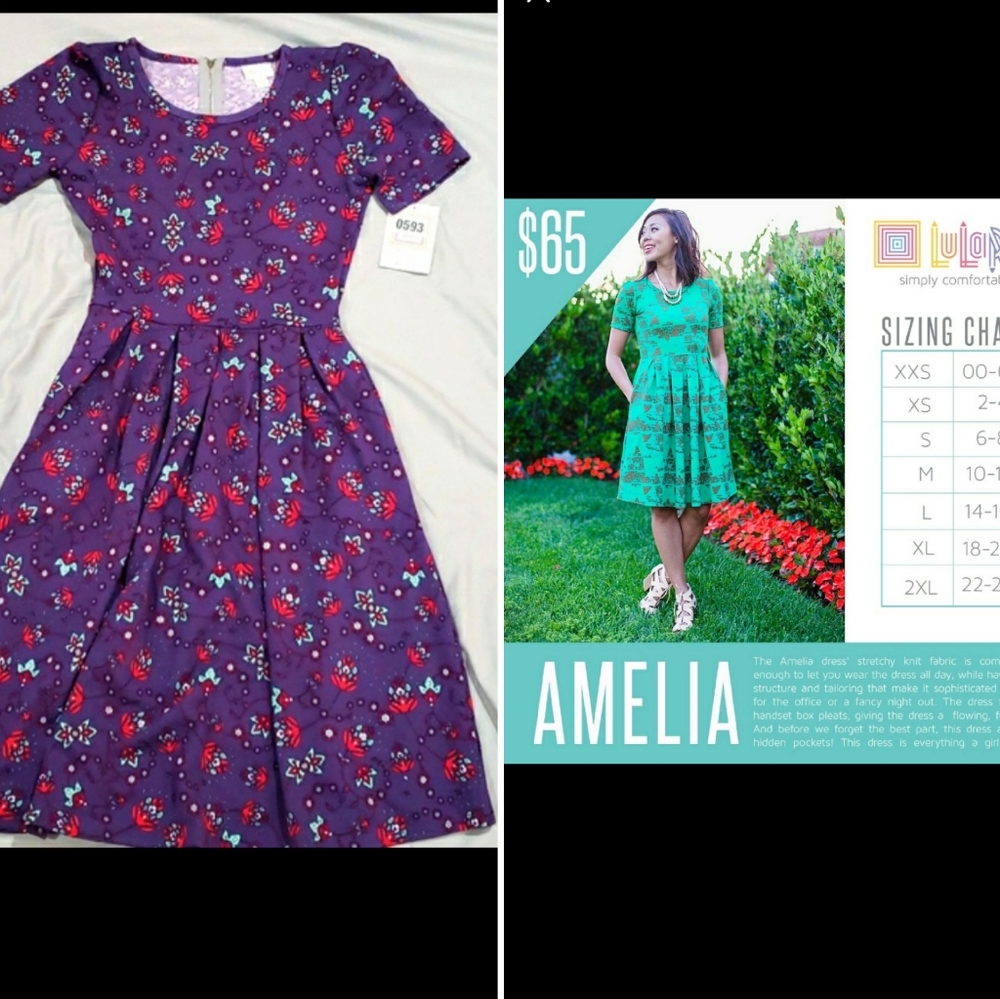 NWT LULAROE DRESS XS. AMELIA  Purple floral print, and SUPER CUTE